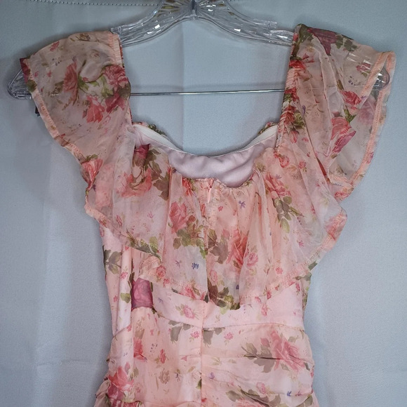 Yilibasha sheer dress with lining with ruched sides NWT - Picture 9 of 11